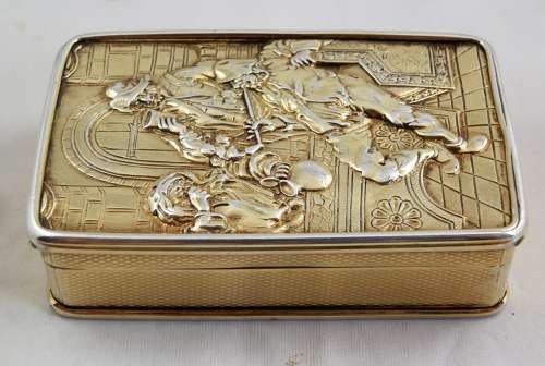 A rare George III silver gilt table snuff box. Alex. Strachan 1812