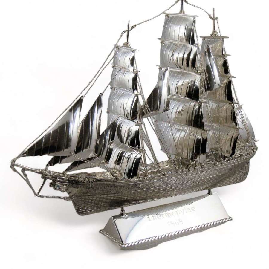 A scale silver model of a clipper ship, Edinburgh 2018