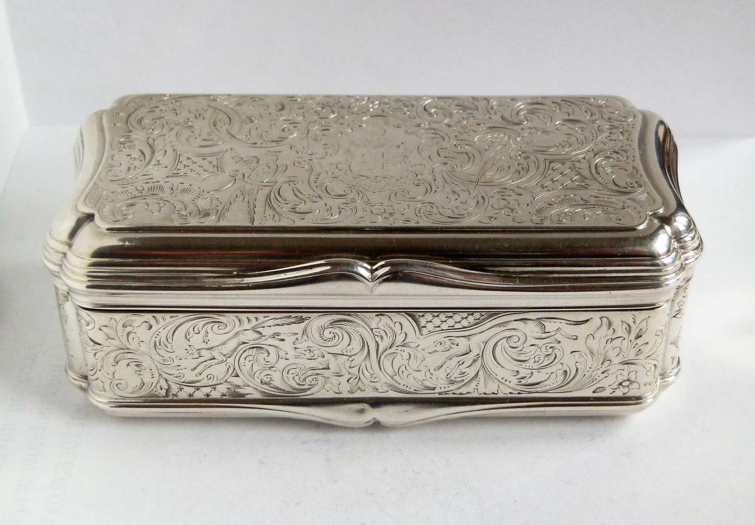 A large Victorian silver table snuff box, John Howes, 1842