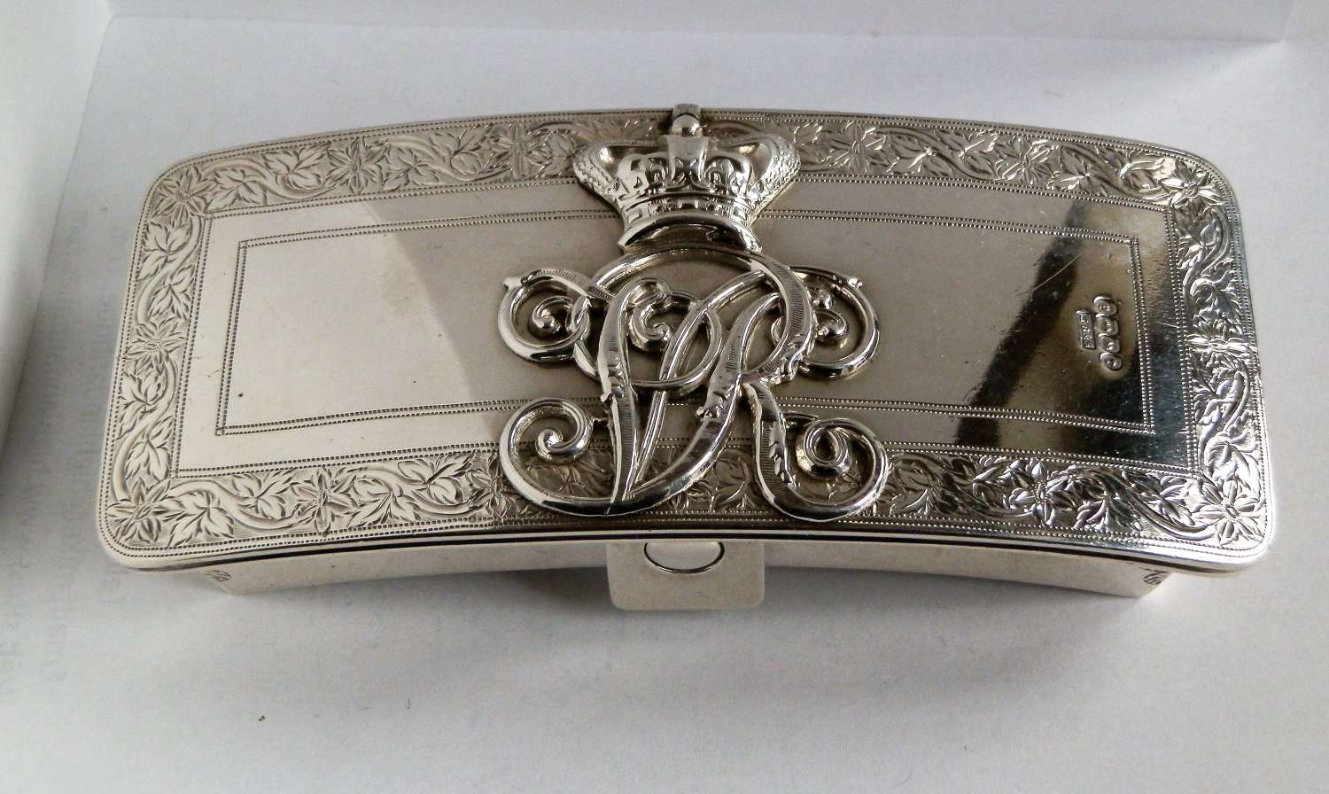 A silver military Victorian table vesta box, 17th Lancers, 1889