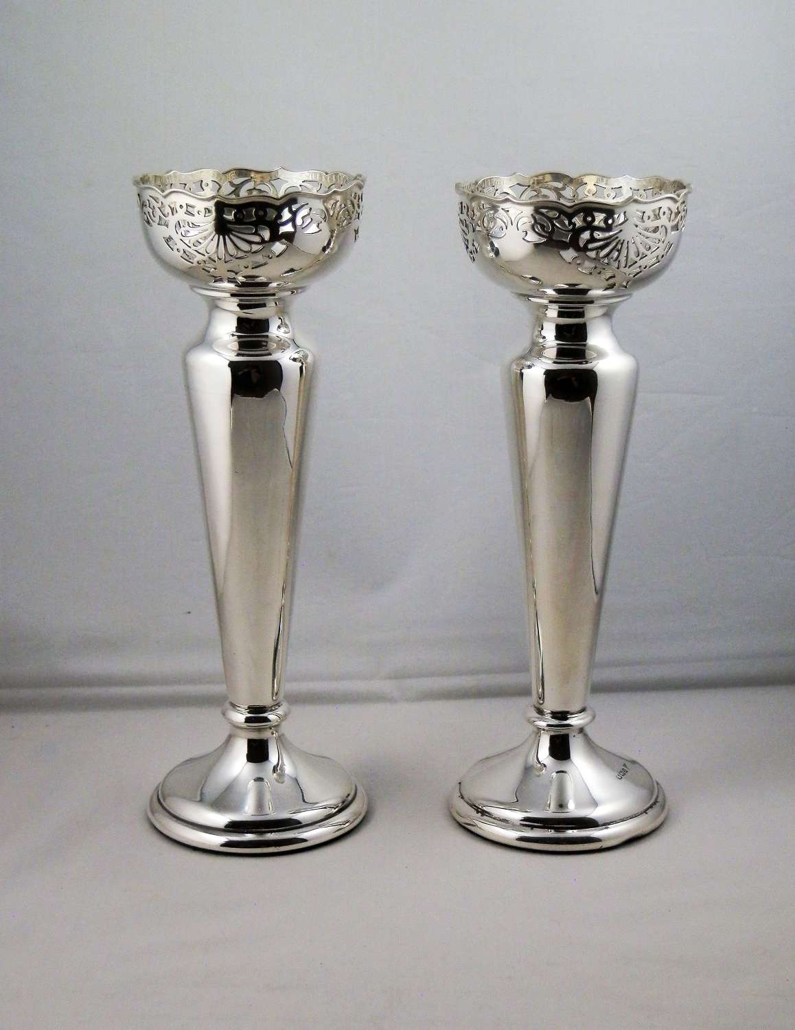 Pair of Victorian silver vases, Sheffield 1894