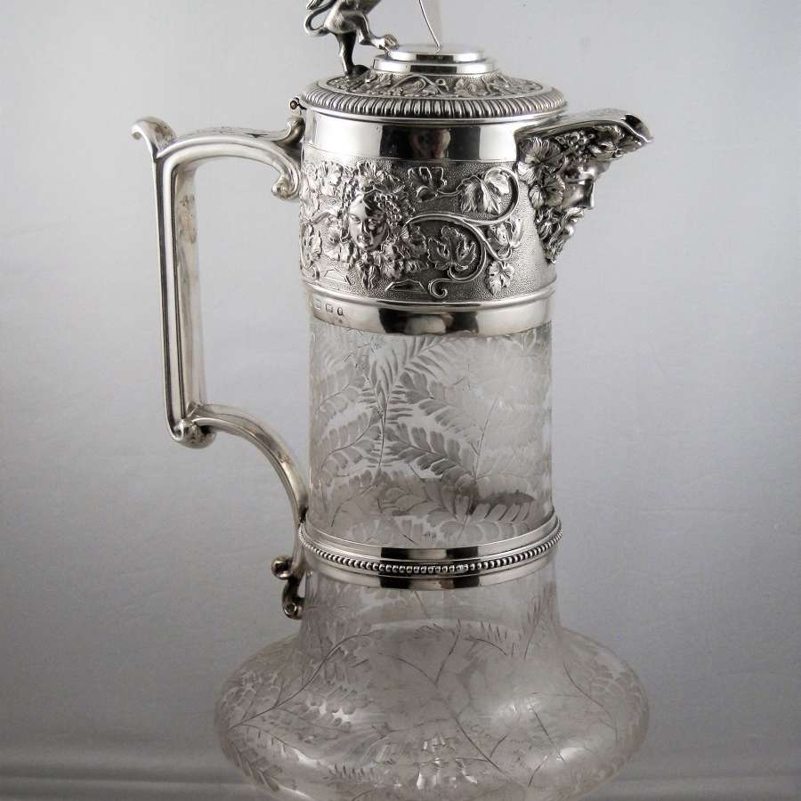 Victorian silver and glass decanter, Elkington, 1869