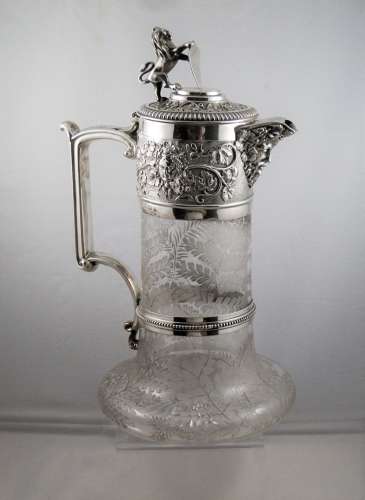 Victorian silver and glass decanter, Elkington, 1869