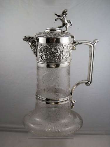 Victorian silver and glass decanter, Elkington, 1869