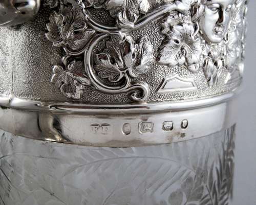Victorian silver and glass decanter, Elkington, 1869