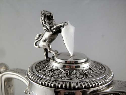Victorian silver and glass decanter, Elkington, 1869