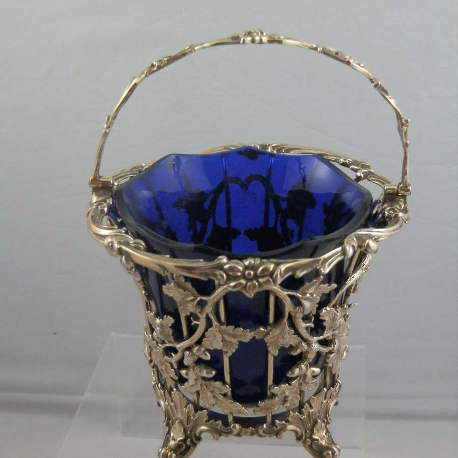 Victorian silver glit sugar basket, Barnard Brothers 1844