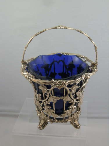 Victorian silver glit sugar basket, Barnard Brothers 1844