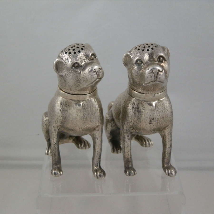 Silver dog style condiments, Italian c.1960