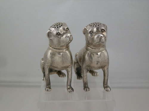 Silver dog style condiments, Italian c.1960