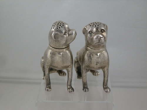 Silver dog style condiments, Italian c.1960