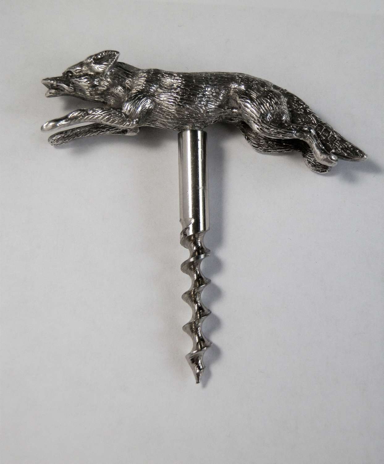 Asprey silver fox handled corkscrew, Birmingham 1941