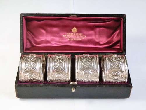 Victorian Scottish silver napkin rings, Edinburgh 1891