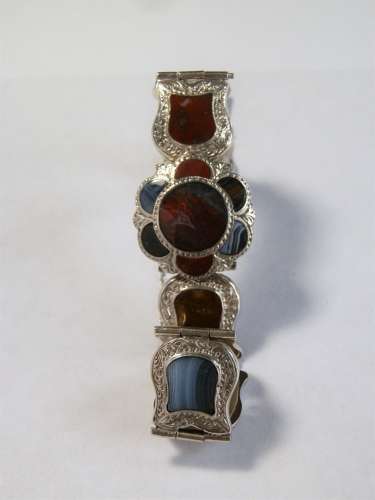 Scottish Victorian silver and agate bracelet, c. 1880