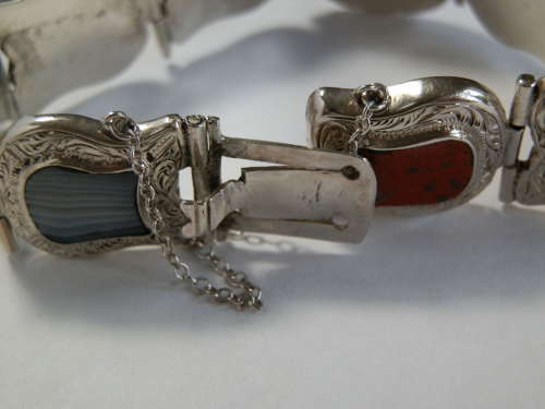 Scottish Victorian silver and agate bracelet, c. 1880