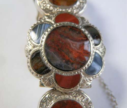 Scottish Victorian silver and agate bracelet, c. 1880