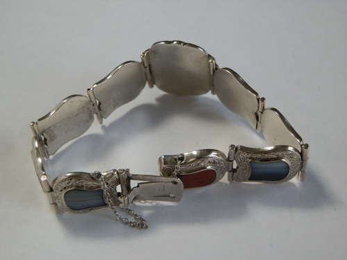 Scottish Victorian silver and agate bracelet, c. 1880
