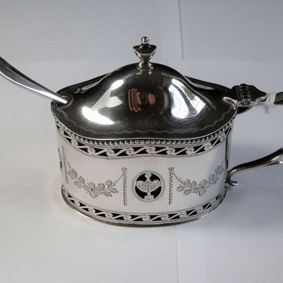 Silver mustard pot, Comyns, London 1936