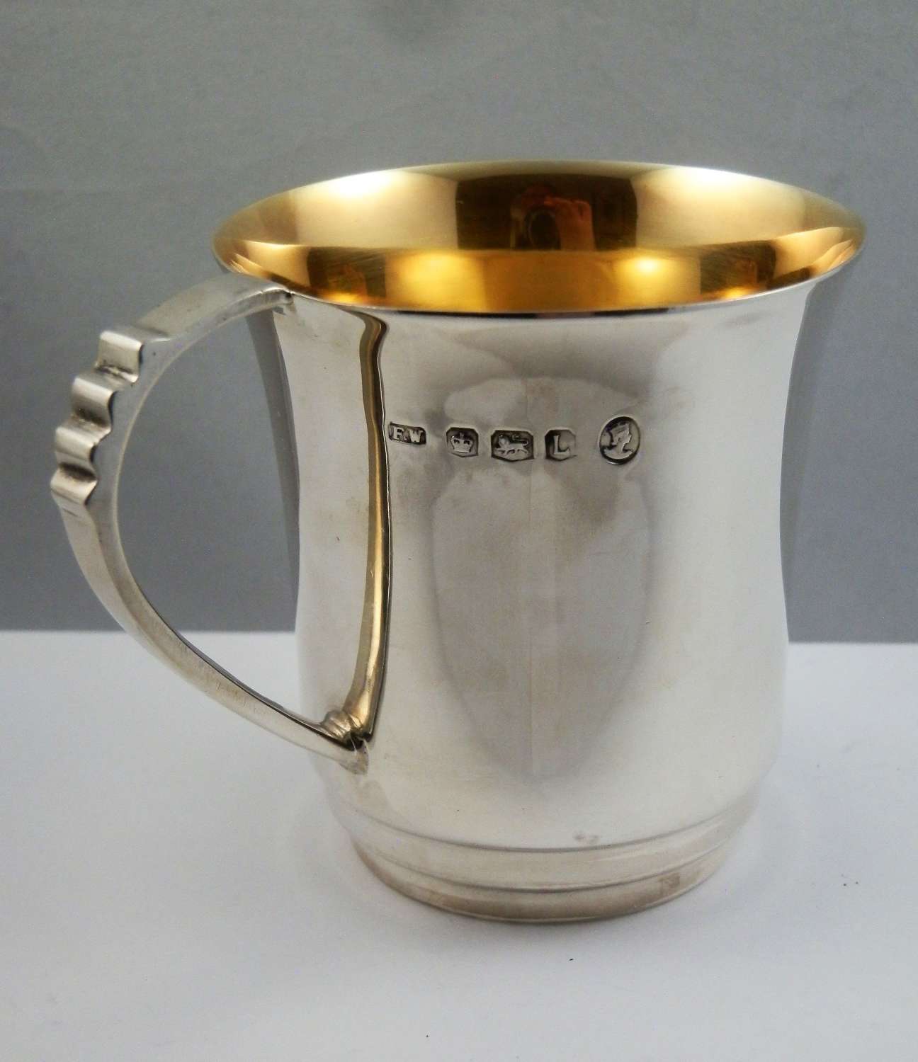 Elizabeth II art deco silver christening cup, Sheffield 1953
