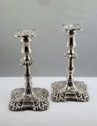 Victorian pair of miniature silver candlesticks, Sheffield 1894