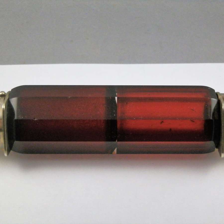 Victorian silver and red glass scent bottle, Samson Mordan c.1880