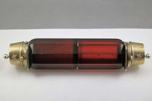 Victorian silver and red glass scent bottle, Samson Mordan c.1880