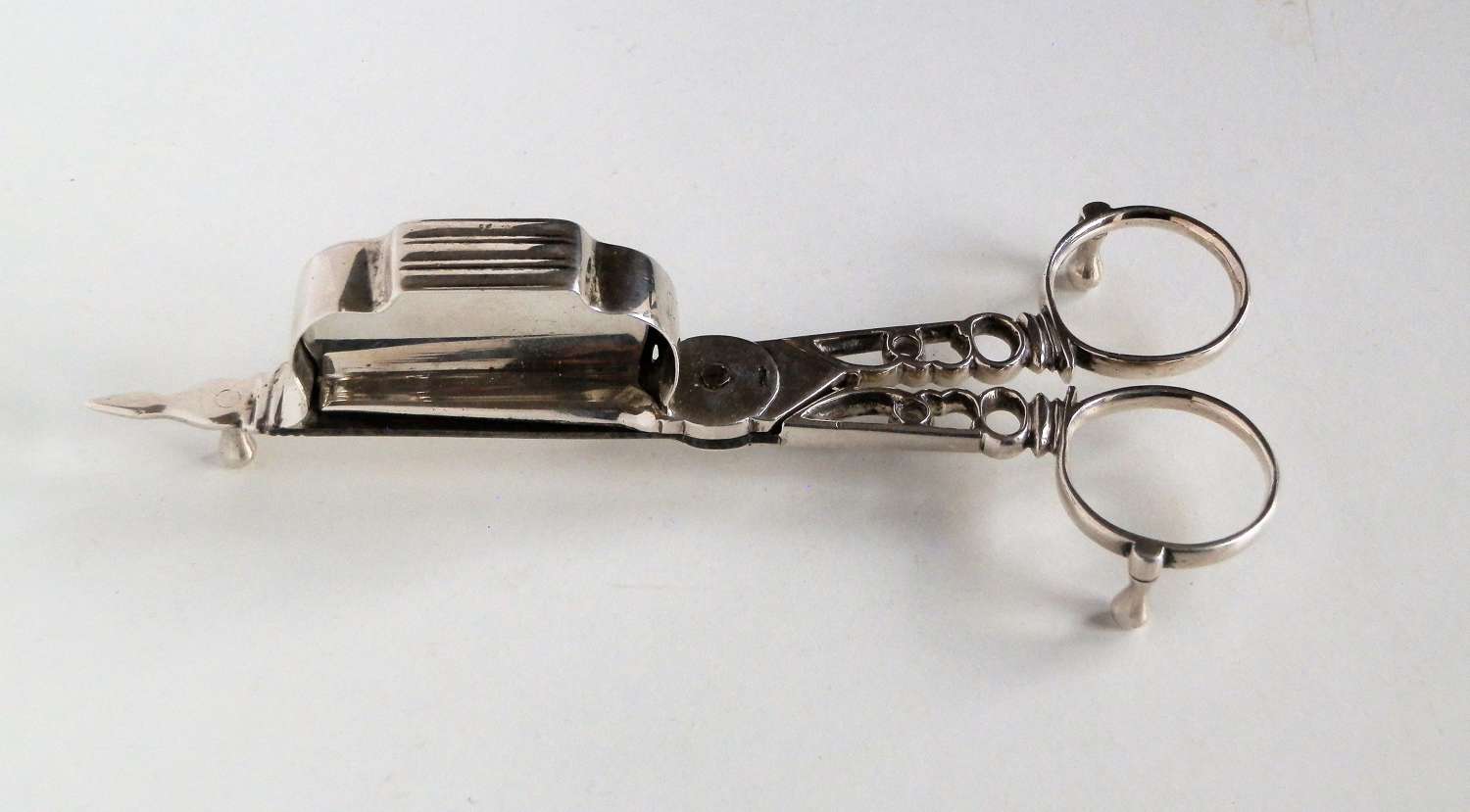 George III pair silver wick scissors. London 1765