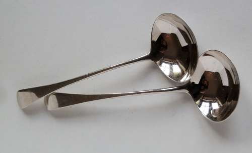 George III pair silver ladles, London 1795