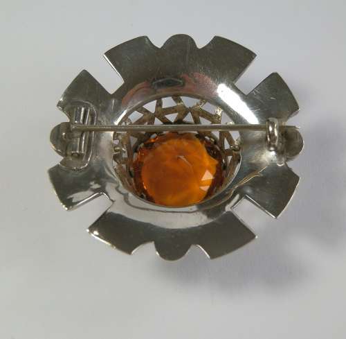 Scottish Victorian Montrose agate, citrine brooch.