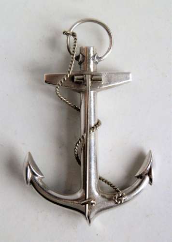 Scottish Victorian silver Montrose agate anchor brooch