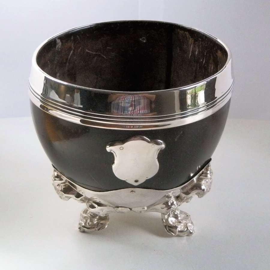 Victorian silver coconut cup, Sheffield 1852