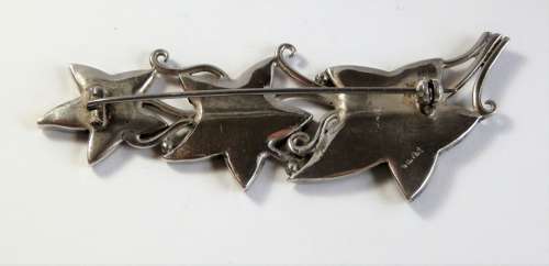 Edwardian silver and Iona marble brooch, c.1910
