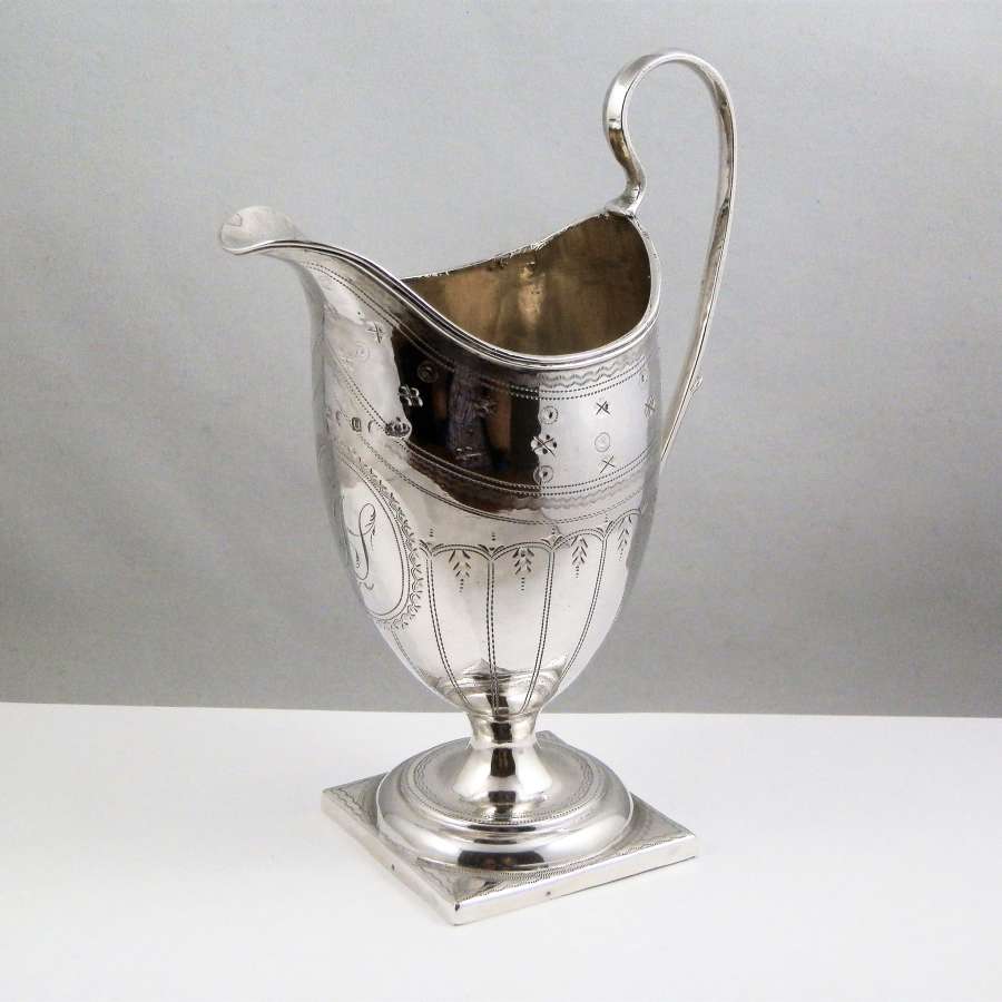 George III silver helmet style cream jug, London 1795.