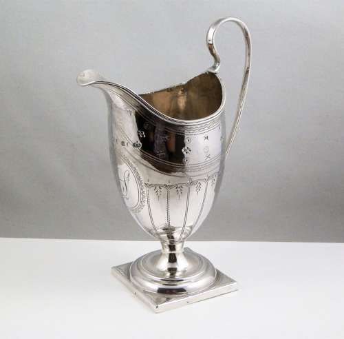 George III silver helmet style cream jug, London 1795.