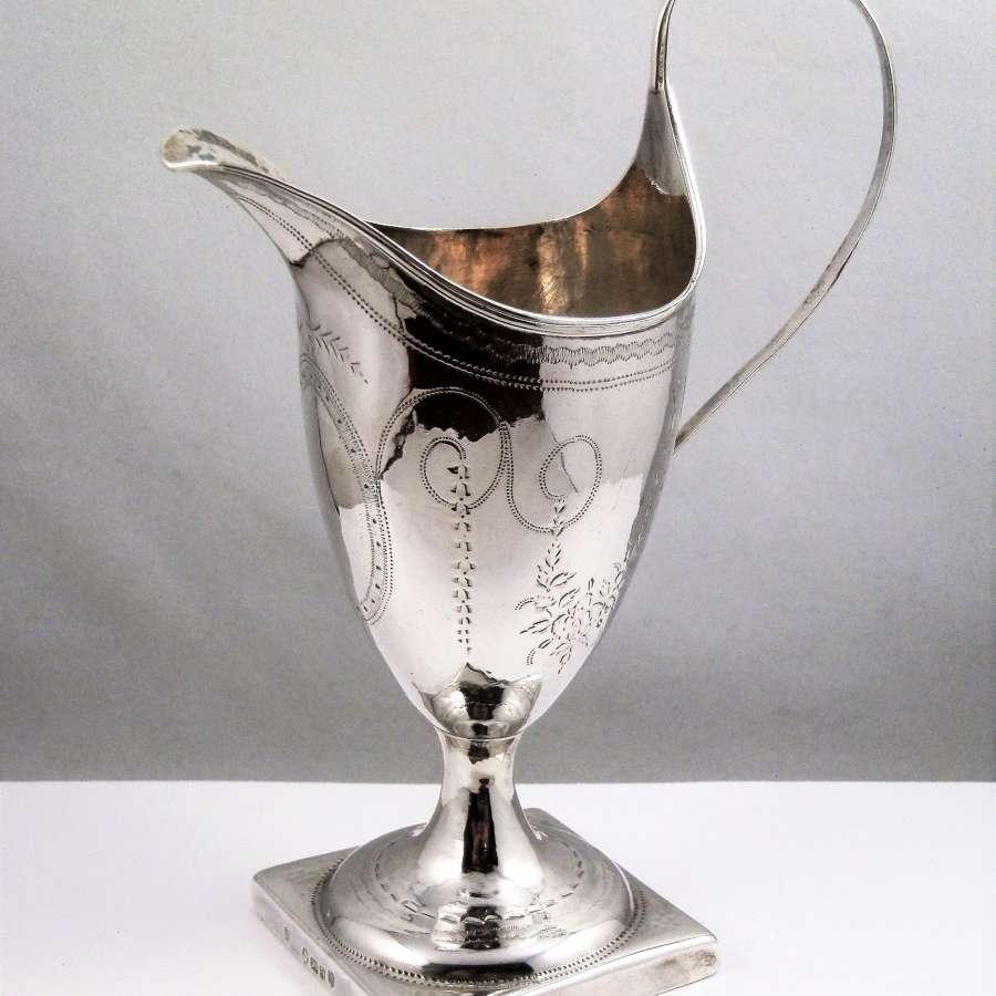 George III silver helmet style cream jug, London 1791