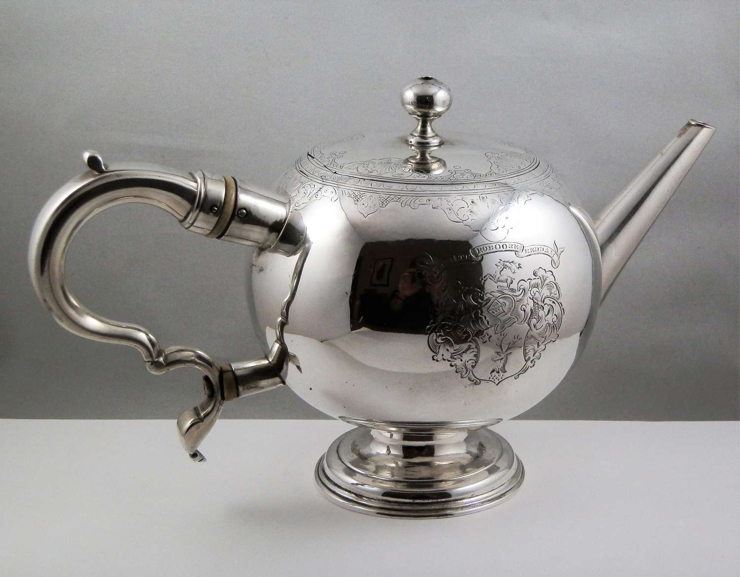 George II Scottish silver bullet tea pot, Edinburgh 1736