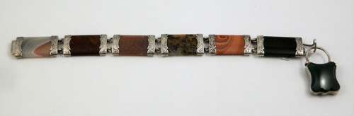 Victorian Scottish silver and agate bracelet, c.1880