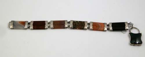 Victorian Scottish silver and agate bracelet, c.1880