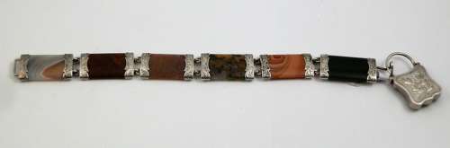 Victorian Scottish silver and agate bracelet, c.1880