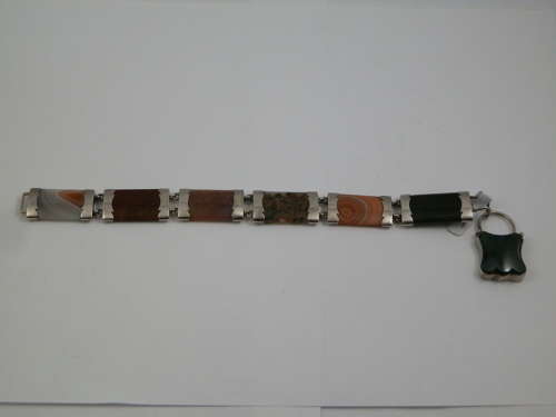 Victorian Scottish silver and agate bracelet, c.1880