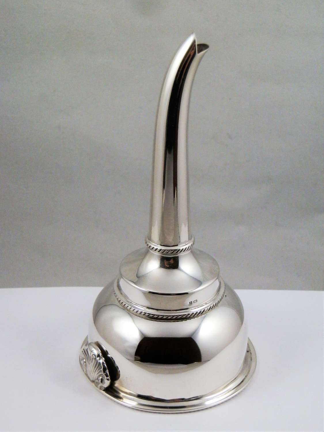 A silver two piece wine funnel, Birmingham 1994