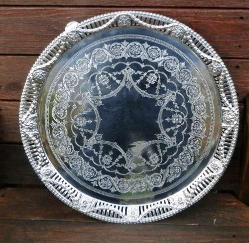 Victorian silver 41cm salver, Stephen Smith London 1879