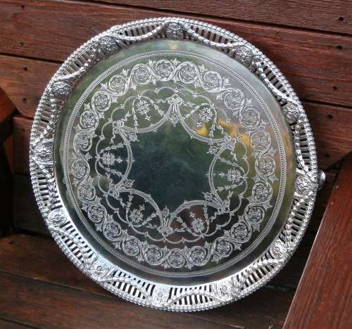 Victorian silver 41cm salver, Stephen Smith London 1879