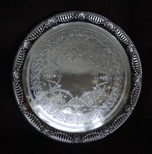 Victorian silver 41cm salver, Stephen Smith London 1879
