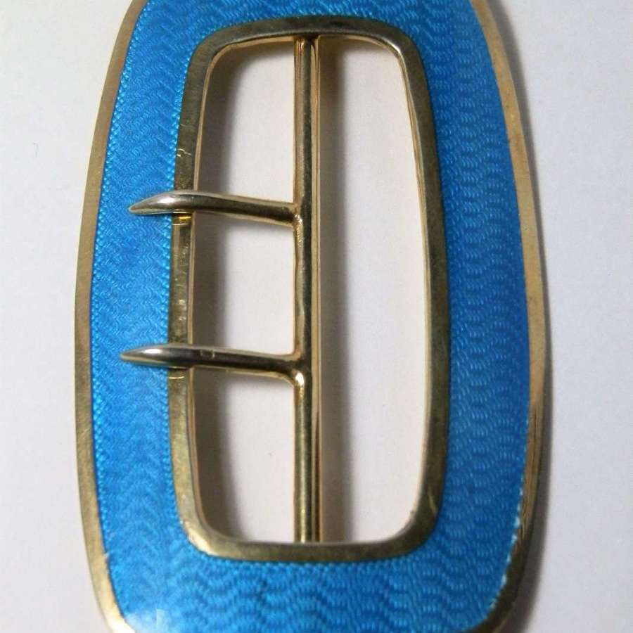 Edwardian silver gilt and enamel buckle, Birmingham 1909