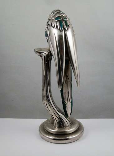 Italian silver and enamel parrot statue by Ottoviani