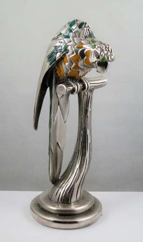 Italian silver and enamel parrot statue by Ottoviani