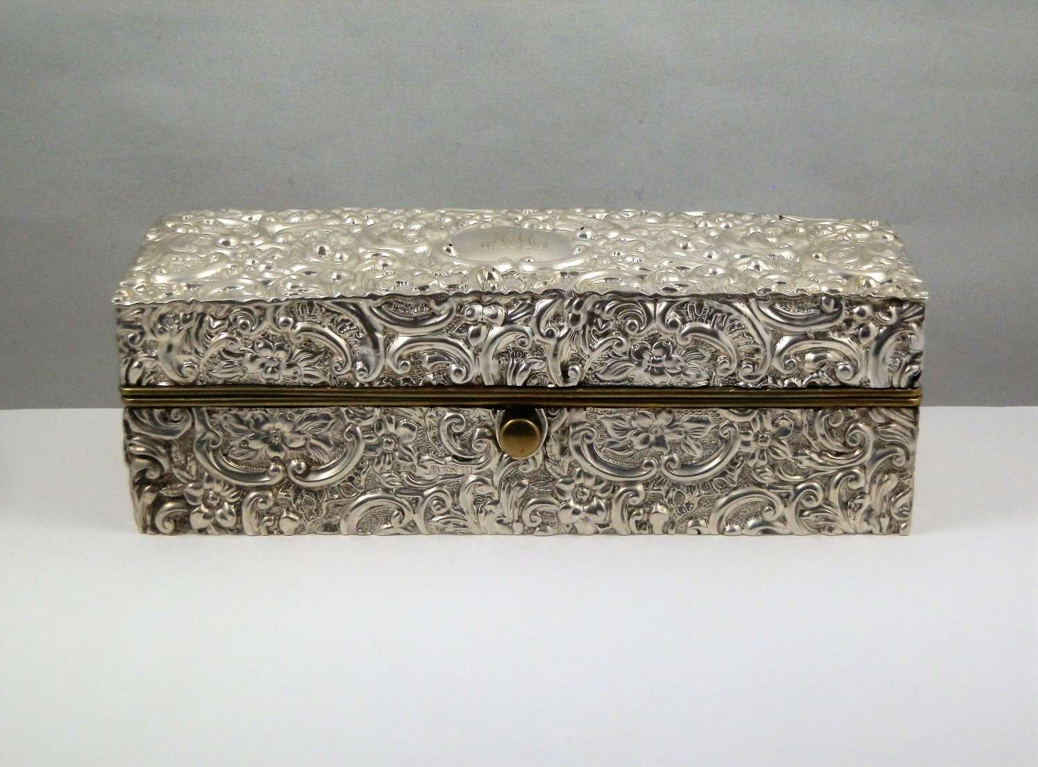 Edwardian silver jewellery box, Birmingham 1902