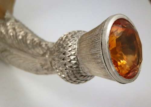 Early Victorian silver and ram's horn table snuff mull ,c.1850