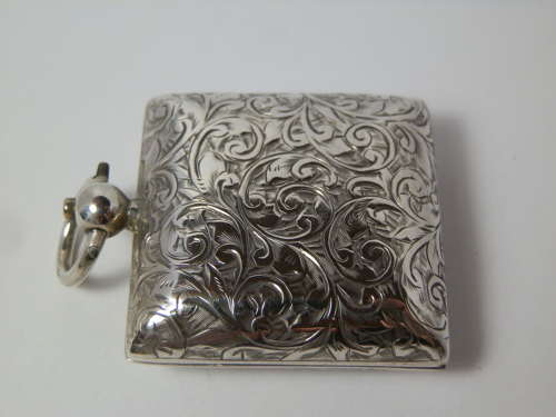 Edwardian silver square sovereign case, Birmingham 1902